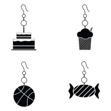 Earrings icon set Stock Illustration