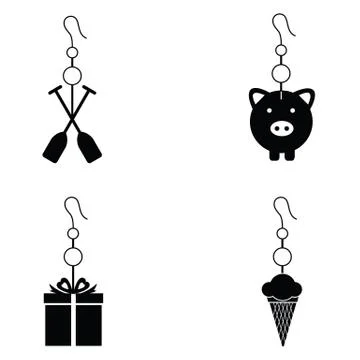 Earrings icon set Stock Illustration