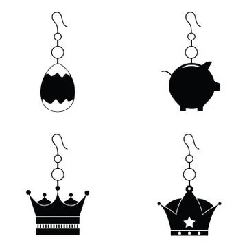 Earrings icon set Stock Illustration