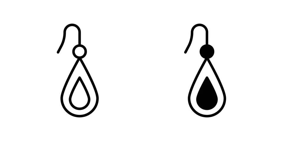 Earrings icon vector template set in black Stock Illustration