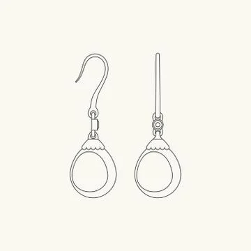 Earrings line drawing Stock Illustration