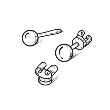 Earrings pussets vector hand drawn illustration Stock Illustration