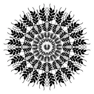 Ears of barley in ring on white background. Nature symbol. Stock Illustration