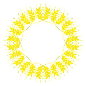 Ears of barley in ring on white background. Nature symbol. Stock Illustration