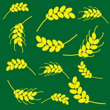 Ears of corn on a green background Stock Illustration