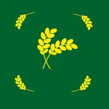 Ears of corn on a green background Stock Illustration