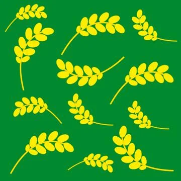 Ears of corn on a green background Stock Illustration