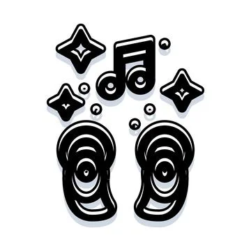 Ears hearing musical notes sound and stars Illustrazione stock