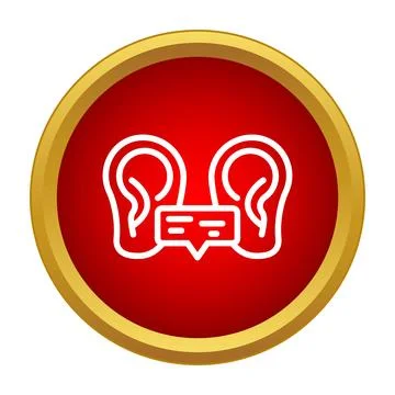 Ears icon listening to speech bubble message Stock Illustration