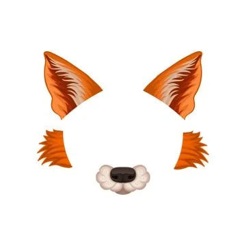 Ears, nose and cheeks of red fox. Elements of animal face. Flat vector design Stock Illustration