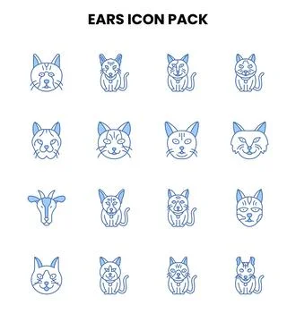 Ears Two Color Blue Design Icons Pack Stock Illustration