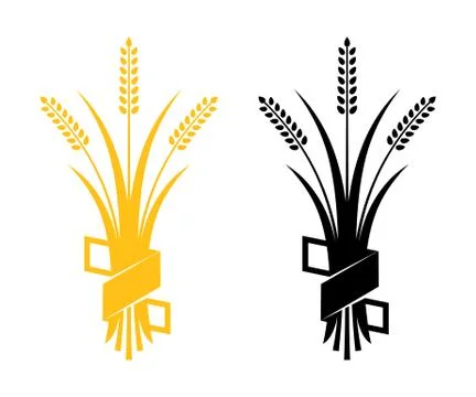 Ears of Wheat, Barley or Rye vector visual graphic icons Stock Illustration