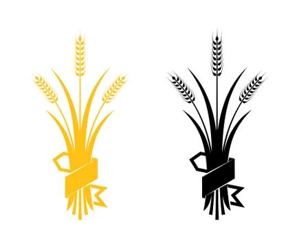 Ears of Wheat, Barley or Rye vector visual graphic icons Stock Illustration