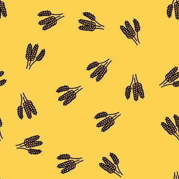 Ears of wheat harvest vector seamless pattern イラスト素材