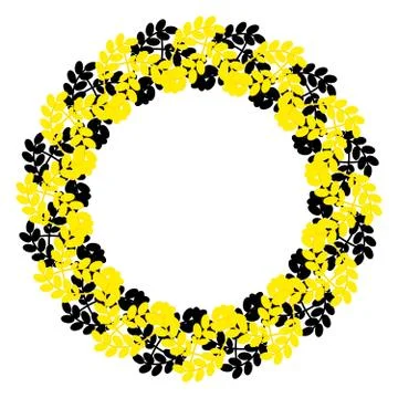 Ears of wheat in ring on white background. Nature symbols. Stock Illustration