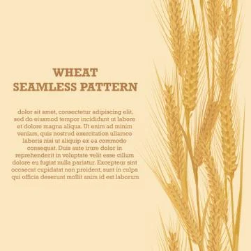 Ears of wheat vertical border seamless pattern for banners Stock Illustration