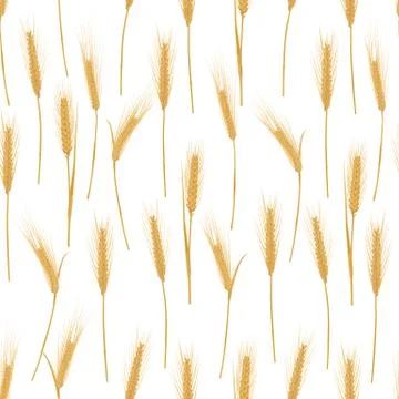Ears of wheat on a white background seamless pattern Stockillustratie