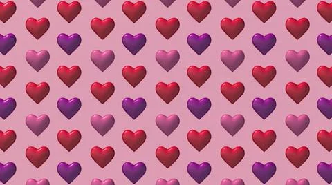 Eart shapes pattern on pink background. Abstract illustration, 3d render. Stock Illustration