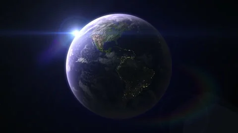 Earth 2011 - 360 loop rotation with sun flare Vídeo Stock 5633259