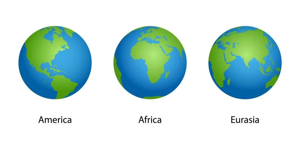 Earth with 3 angles globe isolated on white background. illustration vector Stock Illustration