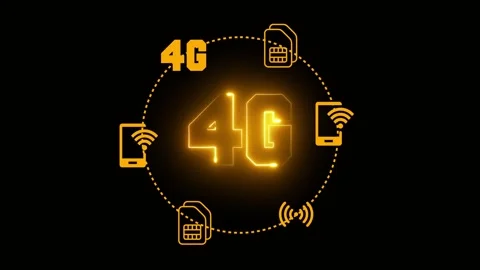 Earth 4G Network Internet neon icon animation Isolated on Black Background Video stock 319836083