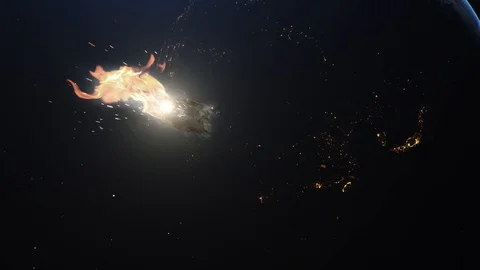 Earth about to get hit by Astroid Stock Footage 120174062
