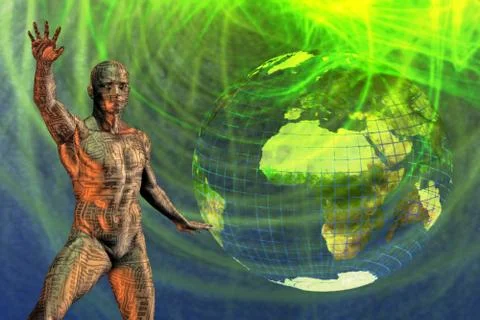 Earth abstract tech man Stock Illustration