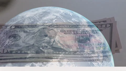 Earth with American dollars being counted. Stock Footage 138718685