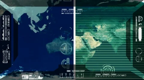 Earth - Analysis software Radar - black Stock Footage 61438142
