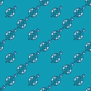 Earth and Arrow vector Multipolarity blue seamless pattern 库存插图