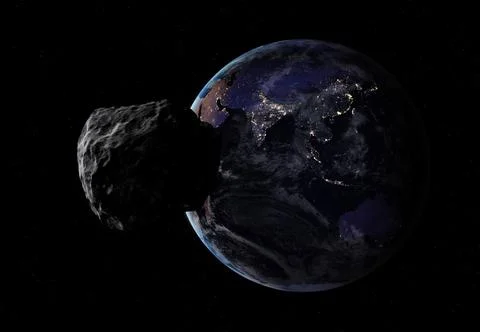 Earth and asteroid. Stock Photos