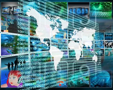 The earth and binary code Stock Illustration