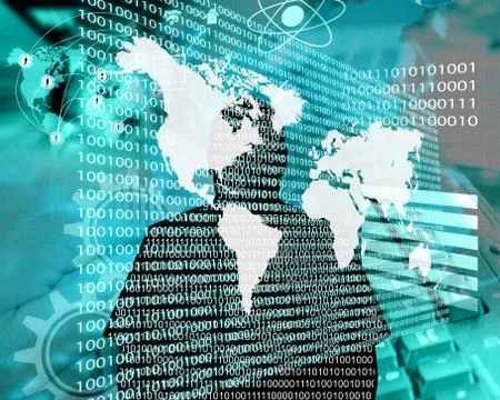 The earth and binary code Illustrazione stock