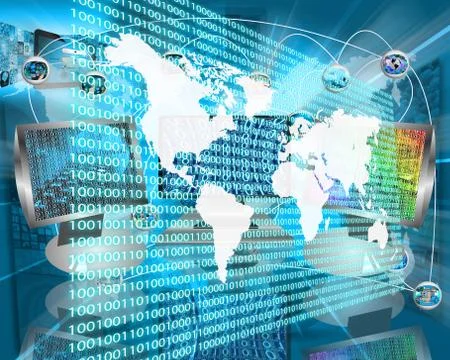 The earth and binary code Stock Illustration