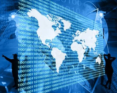 The earth and binary code Stock Illustration