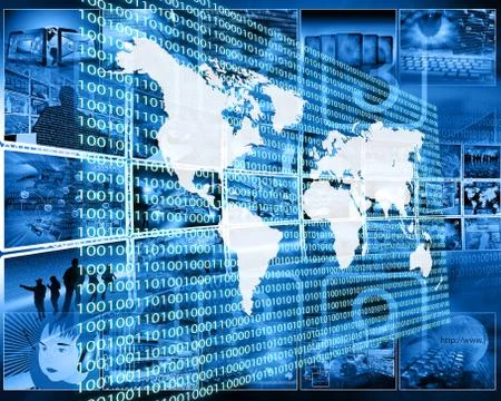 The earth and binary code Illustrazione stock