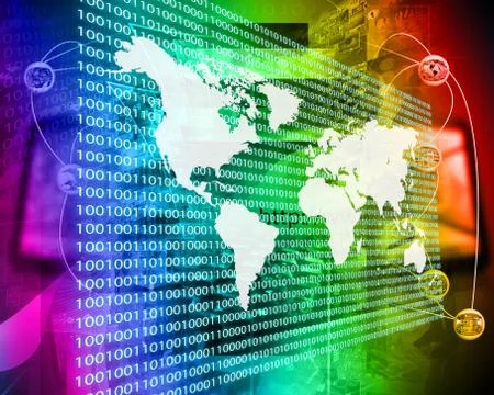 The earth and binary code Stock Illustration