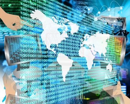 The earth and binary code Stock Illustration