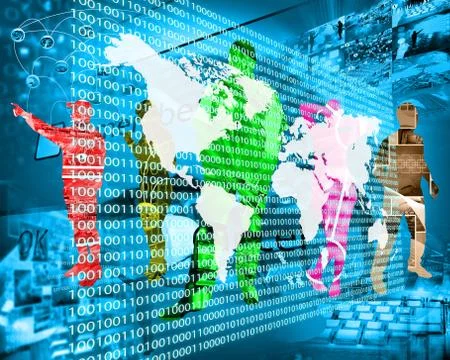 The earth and binary code Stockillustratie