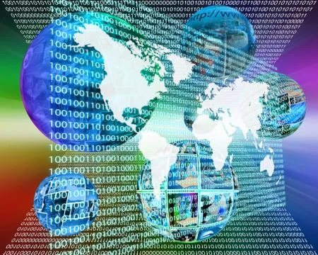 The earth and binary code Stock Illustration