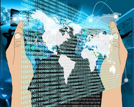 The earth and binary code Stock Illustration