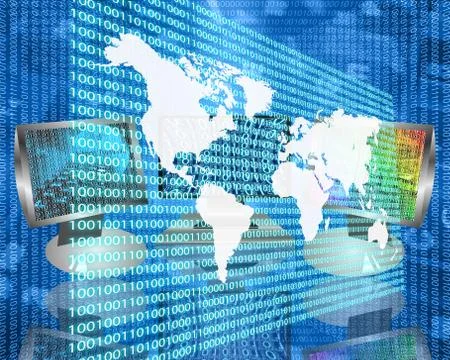 The earth and binary code Stock Illustration