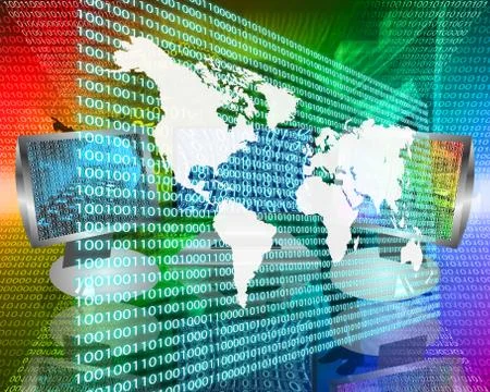 The earth and binary code Stock Illustration