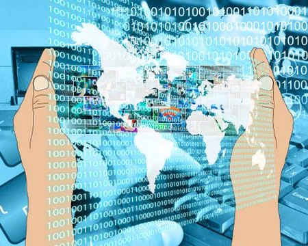 The earth and binary code Stockillustratie