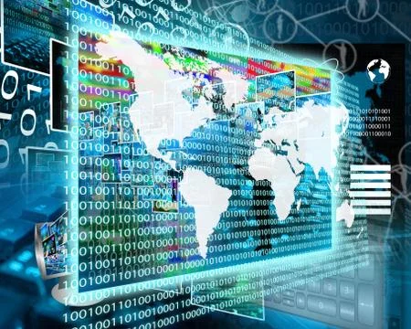 The earth and binary code Illustrazione stock