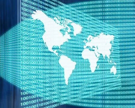 The earth and binary code Illustrazione stock