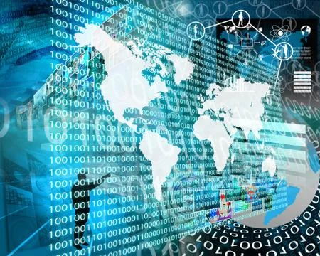 The earth and binary code Illustrazione stock