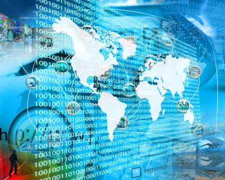 The earth and binary code Stockillustratie