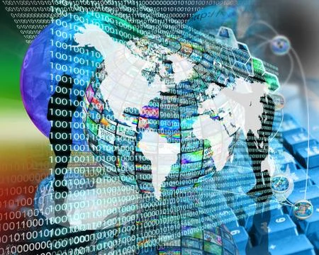 The earth and binary code Stock Illustration