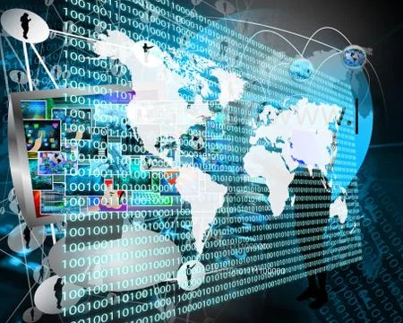 The earth and binary code 스톡 일러스트